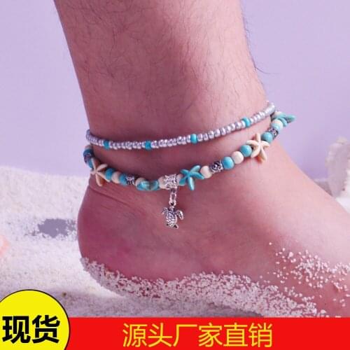 Europe and America Turtle Feet Pendant Shell Bead Starfish Retro Yoga Sand Pendant Womens Feet Pendant