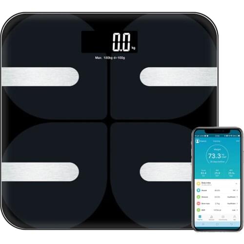 Premium Smart Bathroom Body weight Floor Scales with large LED Display Body Fat Monitor with Free iOS and Android App Bluetoot