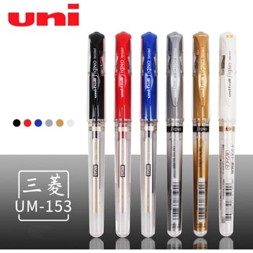 1PC Uni-ball Signo Gel Pen UM-153 1.0mm White Highlighter Student Watercolor Painting Meeting Special Sign Pen Stationery