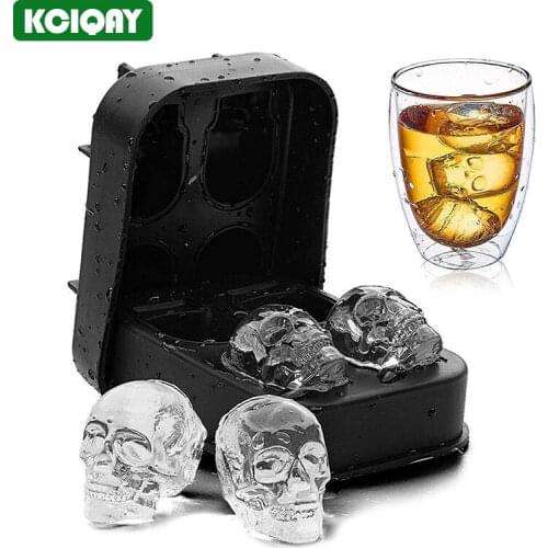 3D Skull Silicone Mold Creative DIY Ice Cube Mold Chocolate Mold Easy Release Ice Cube Tray With Lid For Whiskey Cocktail Wine