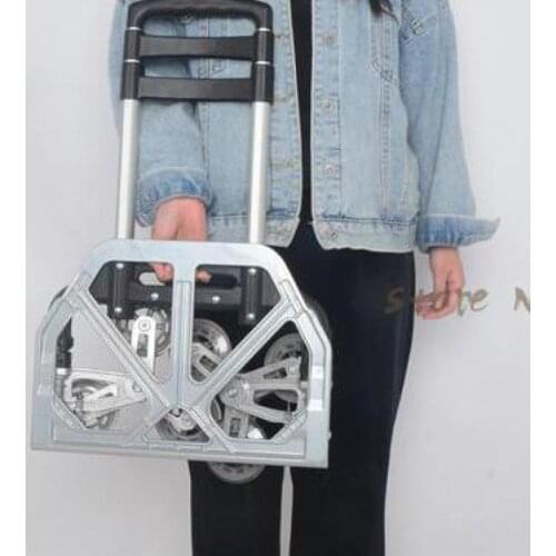 Aluminum Alloy Folding Shopping Trailer Climbing Car Portable Pulling Cargo Handling Hand-carried Grocery Household Trolley