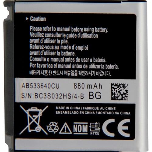 Original AB533640CK Battery For Samsung C3110 G400 G500 F469 F268 G600 G608 J638 F330 F338 Replacement Phone Battery 880mAh
