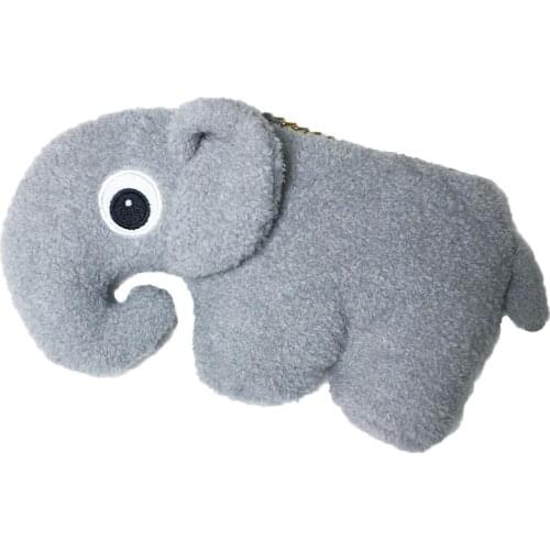 Cute gray gray elephant shoulder bag girl heart baby elephant plush coin purse creative plush toy doll bag