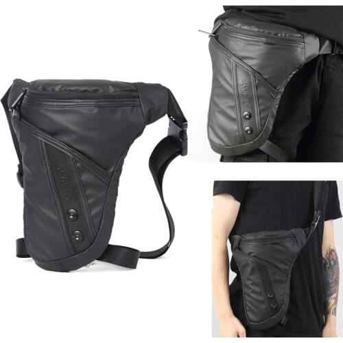 Waterproof Nylon Fanny Pack Men Drop Motorcycle Riding Bag Thigh Shoulder Multi-purpose Black Male Hip Bum Belt Waist Leg Bags