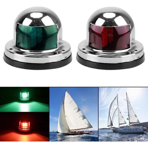 LED Navigation Lights Sailing Lamp Red Green 2pcs Stainless Steel for Marine Yacht Waterproof Warning Signal Light