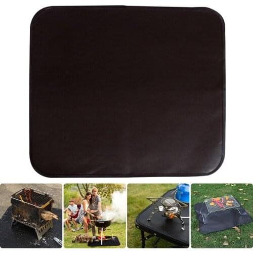 Outdoor Camping Fireproof Cloth Picnic Barbecue Flame Retardant Protective Mat Silicone Coated Fireproof Grill Mat BBQ Equipment
