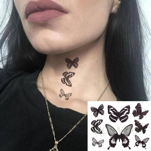 Waterproof Temporary Tattoo Sticker Black Butterfly Small Body Art Fake Tatto Flash Tatoo Wrist Foot Hand for Men Women