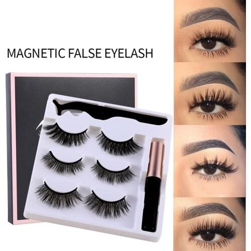 Waterproof 3D Liquid Eyeliner W/ 3 Pairs False Eyelashes Bushy Kit Waterproof Long Lasting Eyelash Extension Eyelashs set