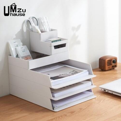 File Document Storage Boxes Drawer Divider Racks Multilayer A4 Pen Pencil Organizers Shelf DIY Office Supplies Home Organization
