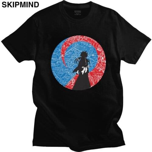 Retro Japan Rurouni Kenshin Tshirt Short Sleeve Cotton T-shirt Anime Manga Himura Kenshin Swordsman Samurai X Tee Clothes Gift