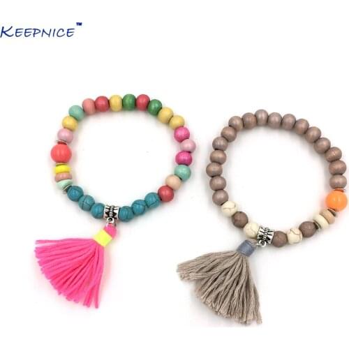 New European Boho Jewelry Suppliers Handcrafted Bracelets Beaded Charm Bracelet With Silk Tassel For Women Girl