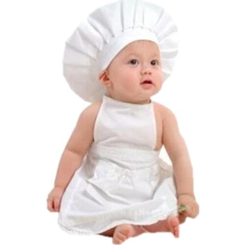 0-6M White Genius Chef Newborn Photography Props Europe and America 100 Days Kawaii Baby Photography Accessories Newborn Props