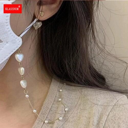 1PCs Pearl Mask Chain Love Heart Shaped Glasses Chain Women Lanyard Strap Cords Casual Sunglasses Neck Cord Accessories New