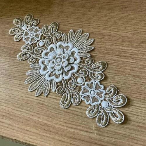 14*27 cm Lace Flower Applique Ribbon Trim for Pillow Sofa Curtain Towel Bed Cover Trimmings Home Textiles DIY Polyester New