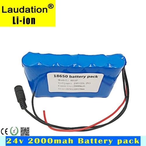 18650 6s1P 24V 2000mah Rechargeable Portable Super Lithium Battery Capacity/CCTV/Cam/Monitor/DC small motor/LED Strip Protection