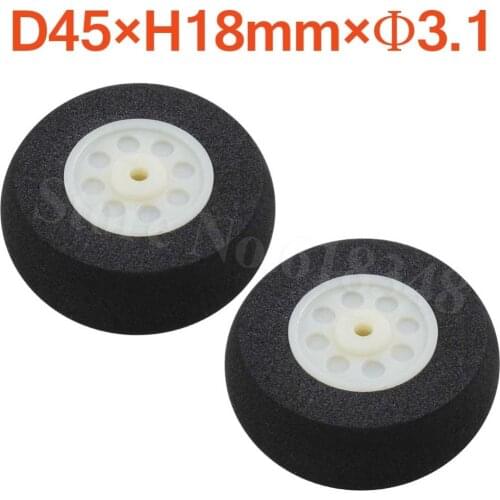 2pcs 45mm Light Foam Tail Wheels Diam: 45mm Thickness:18mm Axle hole: 3.1mm For RC Airplane Parts Replacement