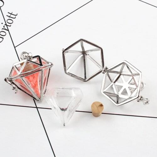 2PCS Heart Locket with Fillable Glass Orb Memory Locket Pendant Fillable Jewelry
