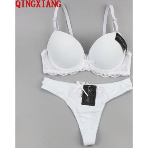 2020 Adjust Straps Plus Size Women E Cup Solid White Black Underwear Cute G Strings Bra Set Sexy Push Up Bra Brassiere + Panty
