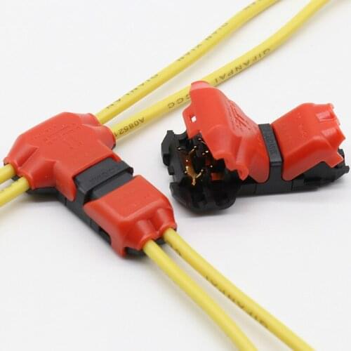 5pcs 2 Pin 2 Way dc/ac 300v 10a Universal Compact Wire Wiring Connector T SHAPE Conductor Terminal Block With Lever AWG 18-24