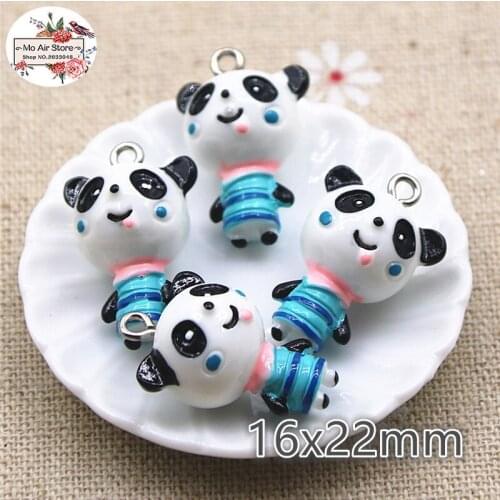 5PCS 3D panda animal Resin Flat back Cabochon Miniature craft Art Supply Decoration Charm Craft