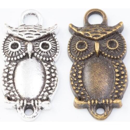 80pcs 27*13MM Antique silvery vintage bronze tibet owl charms metal alloy owl pendants for bracelet necklace earring diy jewelry