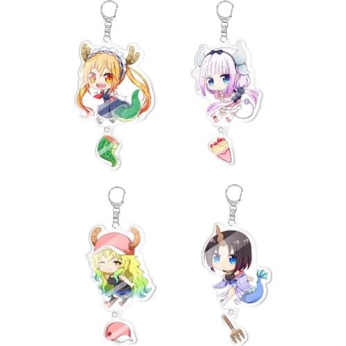 Anime Kobayashi San Chi No Maid Dragon Keychain Miss Kobayashis Dragon Maid Kanna Kamui Figures Acrylic Key Chain Holder