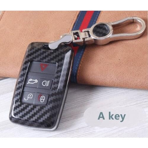 Car ABS Carbon Fiber Key Case Holder For Land Rover Range Rover Discovery 5 Sport Evoque Freelander 2 Velar Key Cover 2015-2019