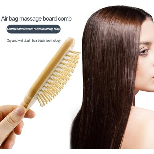 1pc Bamboo Hair Brush Airbag Massage Scalp Comb nature wood brushes anti static hair styling tools