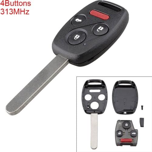 4 Buttons 314MHz Keyless Uncut Flip Remote Key Fob KR55WK49308 for Honda Pilot 2009-2015 / Honda Accord 2008-2014 no Battery