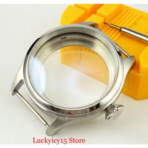 BLIGER High Quality Stainless Steel 316L Watch Case 47mm Round Fit ETA 6497 6498 Hand Winding Movement