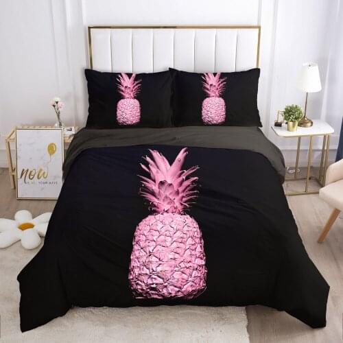 Black bedding set Queen King Full Double Duvet cover set pillow case Bed linens Quilt cover 240x220 200x200 pineapple