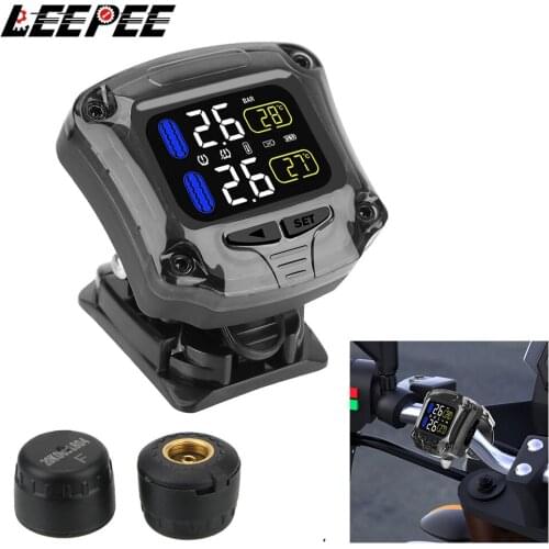 LEEPEE Tire Pressure Sensor LCD Screen Display Motorcycle MOTO TPMS Tire Pressure Monitoring System Motorcycle Motorbike