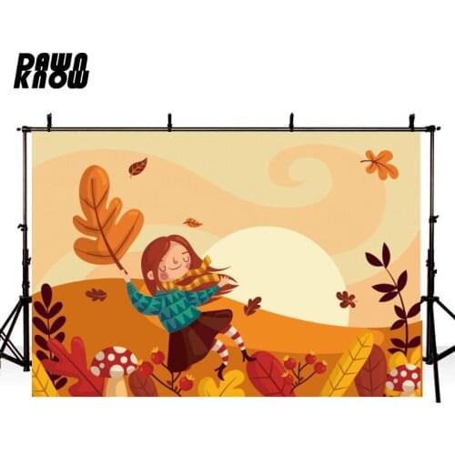 DAWNKNOW Customize Cartoon Girl Autumn Photography Background Backdrop Children Wedding Party Decorate Photocall Photo Studio