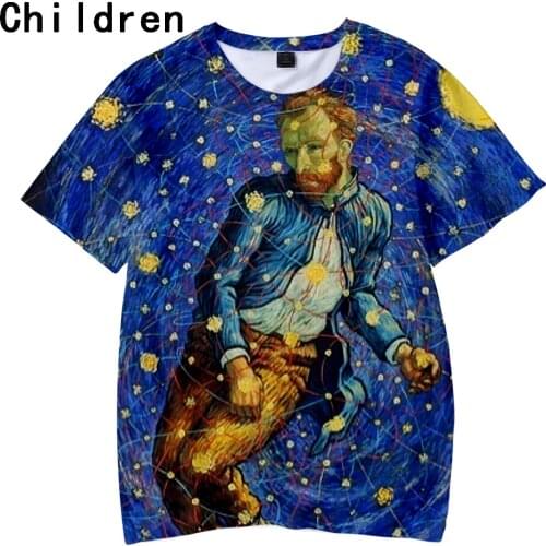 Van Gogh 3D Printed Children Summer Cool T-shirts Short Sleeve O-Neck 2018 New Fashion Tshirts Casual Trendy Kids Tee Shirts