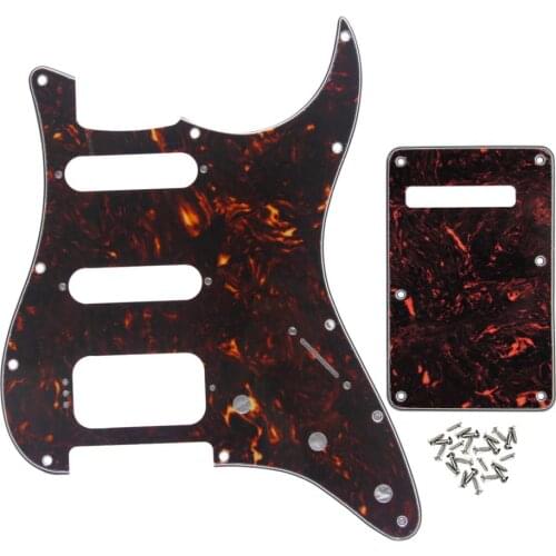 FLEOR Set of SSH ST Guitar Pickguard Scratch Plate & Back Plate Tremolo Cover & Screws,11 Colors Optional