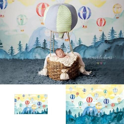 Hot Air Balloon Photograohy Backdrop for Photo Studio Newborn Artistic Background Up Up and Away Birthday Party Photocall