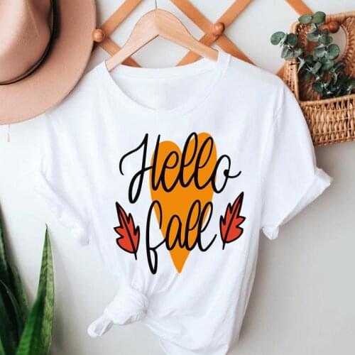 Women Lovely Season Cute Print Clothes Happy Halloween T-Shirt Thanksgiving Autumn Fall T Fashion Top Tshirt Graphic Tee