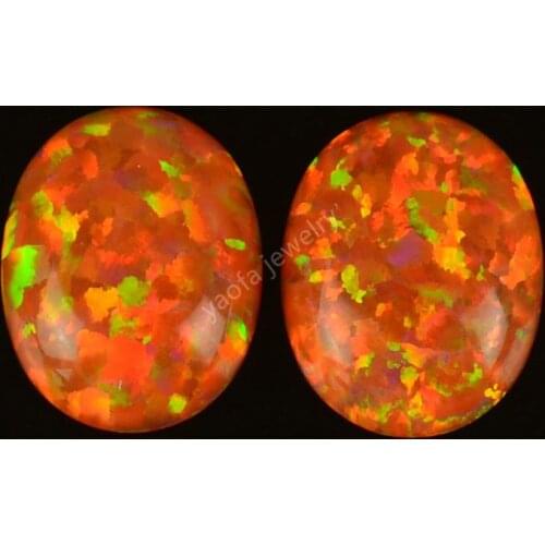 Hotsale fire opal orange gems synthetic oval opal cabochon stone for ring