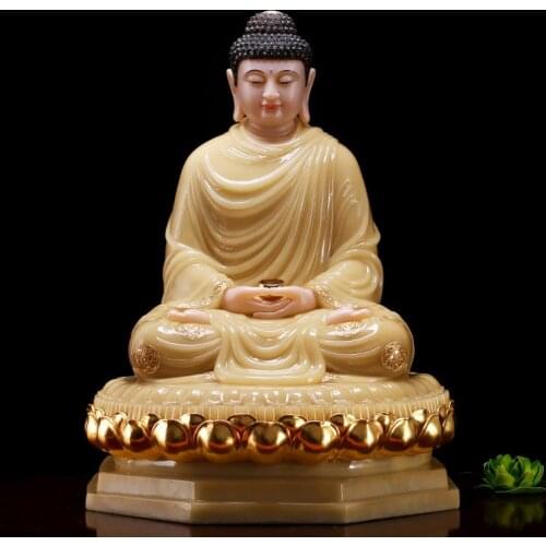 GOOD Buddhist high- TOP efficacious Talisman Mascot RULAI Amitabha Buddha jade gilding carving Sculpture statue 48CM