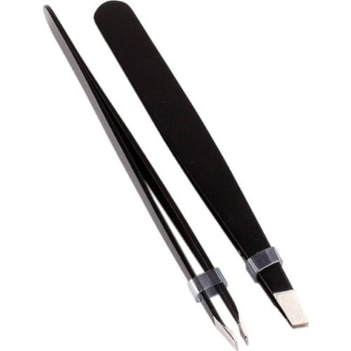 JETTING 2pcs/lot Stainless Steel Slant Tip Hair Removal Eyebrow Tweezer Makeup Useful Beatiful Tool Pro Eyebrow Tweezer