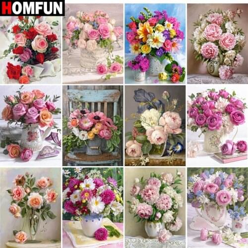 HOMFUN Rhinestone Painting Crystal Decor Diy Diamond Painting "Bouquet landscape" 3D Cross Stitch Pattern Diamond Embroidery