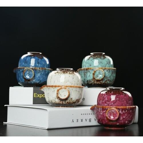 China Ceramics Kung Fu Tea Set 1 Teapot 1 Cup Travel Teapot Coffee Cup Drinkware Tea Cups Gaiwan Outdoor Camping Teapot Set