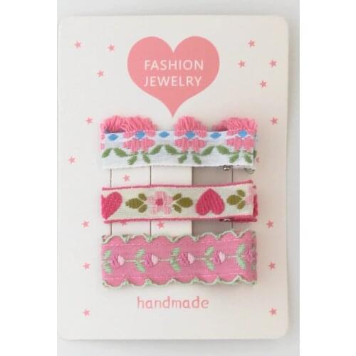 3PCS Cute Embroidery Flower Hairpins Hair Accessories Women Girls Kids Daily Barrettes Lovely Children Headwear Side Hair Clips