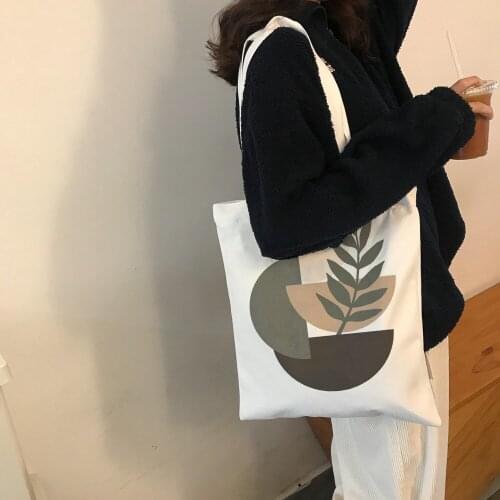Korea Ulzzang Ins art abstract canvas bag large capacity casual sweet shopper bag fashion school bag Harajuku women shoulder bag