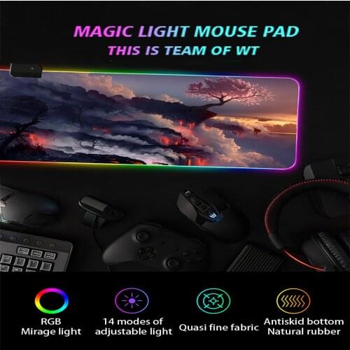 Led Light Mouse Pad Large Non-slip Table Deco Gaming Desk Xxl Mousepad Pc Gamer Complete Play Rug Mat For Rgb Mouse Carpet Anime