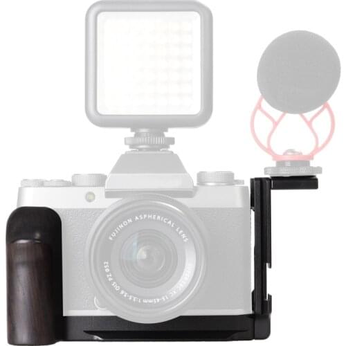 WEPOTO XT200 Grip Camera Bracket Metal L-Plate Quick Release Base Black Ebony Lumber Handle Compatible Fuji XT200 GP-XT200B