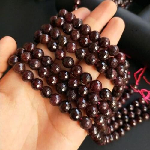 4-12mm Round Faceted Dark Red Garnet Beads For Jewelry Making Beads Bracelets For Women Gift 15'' Needlework DIY Beads Trinket