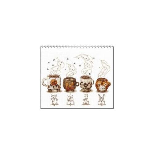 Small animal hot coffee Counted Cross Stitch 14CT 18CT cream white Cross Stitch Kits Embroidery Needlework Sets