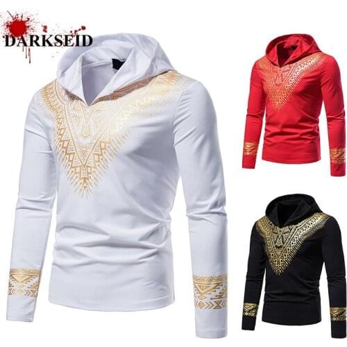 Fashion Mens Hooded Long Sleeve Graphic T Shirts