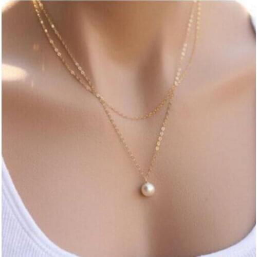 N840 New fashion simple Double layer and elegant party fashion Imitation pearl necklace pendant pearl Female charm jewelry